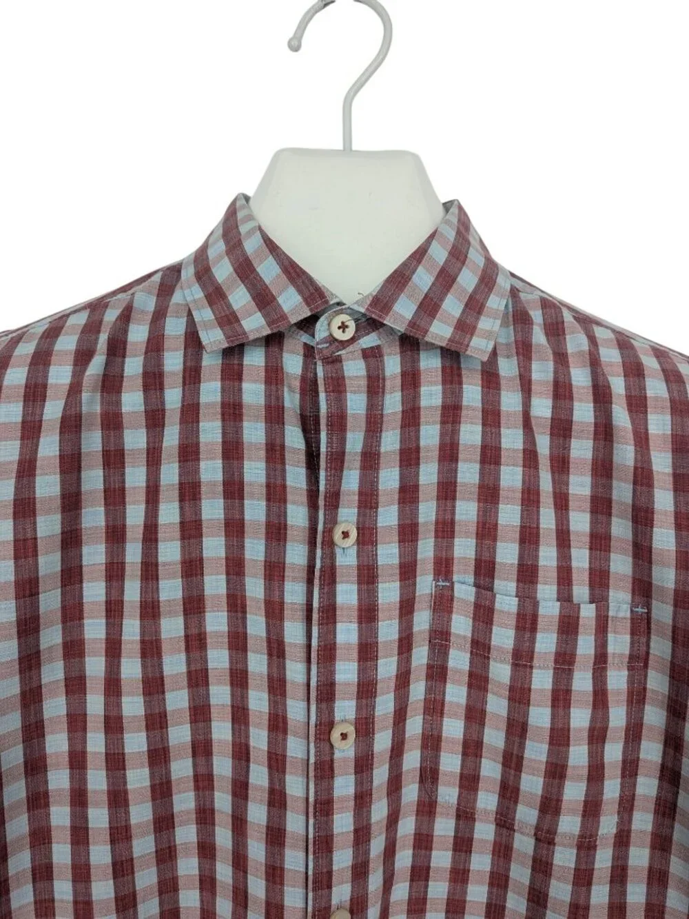 Tommy Bahama Gingham‎ Button Up Cotton Silk Preppy Resort Office Coastal Medium